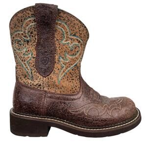 Ariat Women’s Fatbaby Brown Leopard Western Cowgirl Boots Size US 6.5
